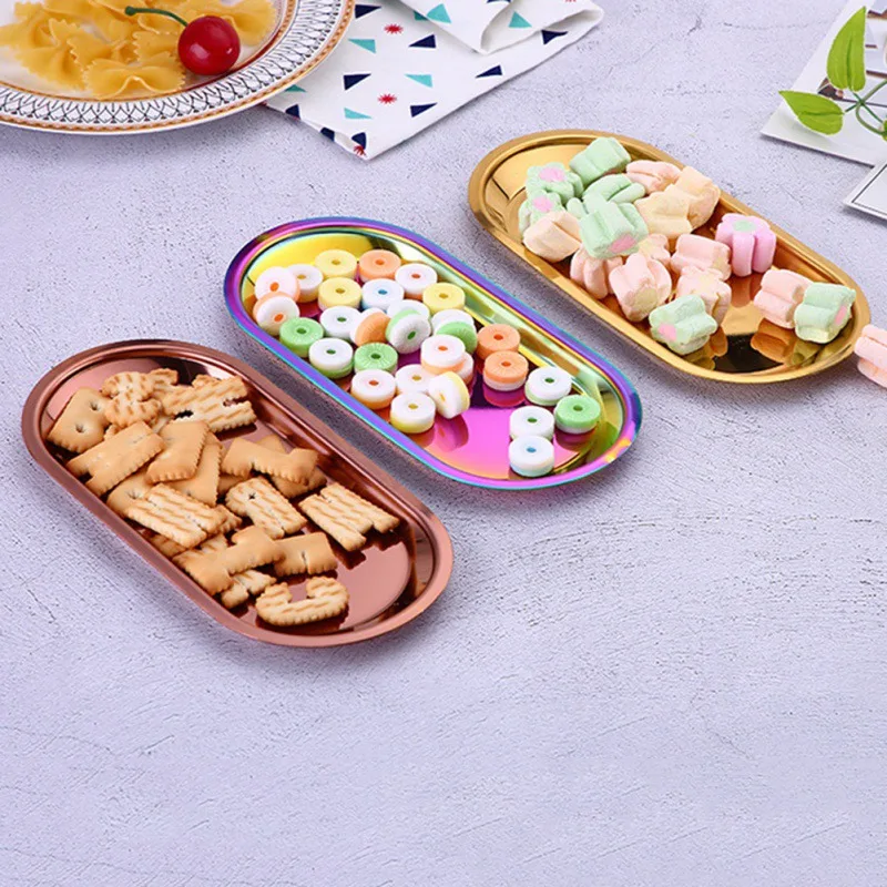 Металлический лоток для хранения в скандинавском стиле розовое золото латунь