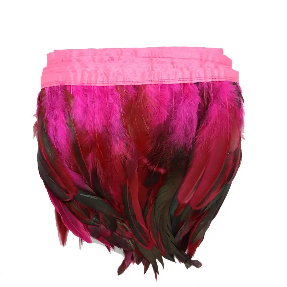 Натуральные петушиные перья бахрома для рукоделия Плюмаж 10-15 см лента с черными