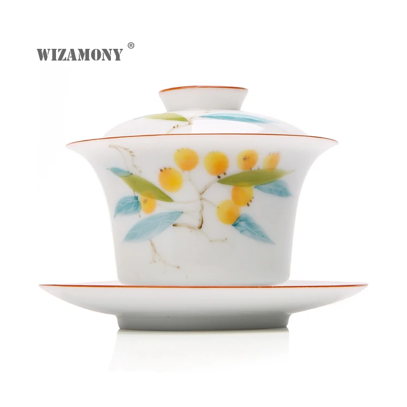 

1PCS WIZAMONY Chinese Kung Fu Tea set gaiwan teapot teacups handpainted tea sets Porcelain ceramic gift puer Drinkware