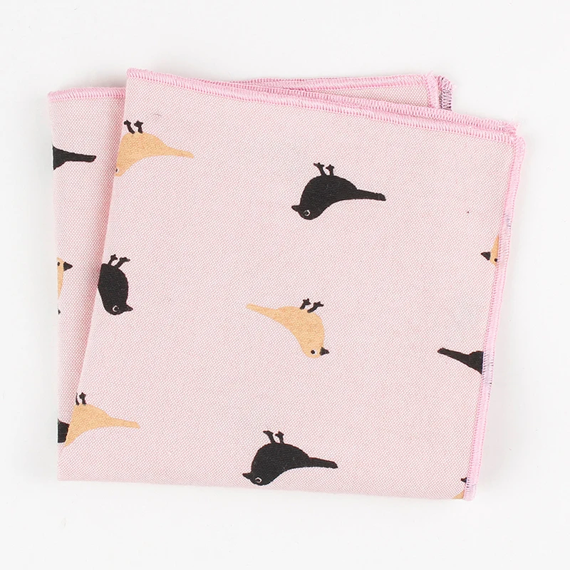 Мультфильм дизайн для мужчин Карманный квадратный печатных птица перо мягкий