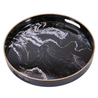 round decorative tray marbling plastic tray with handles modern vanity tray and coffee table kitchen and bathroom