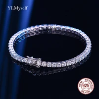 3mm moissanite tennis bracelets solid 925 sterling silver diamond charm bracelet for bridal engagement party gifts fine jewelry