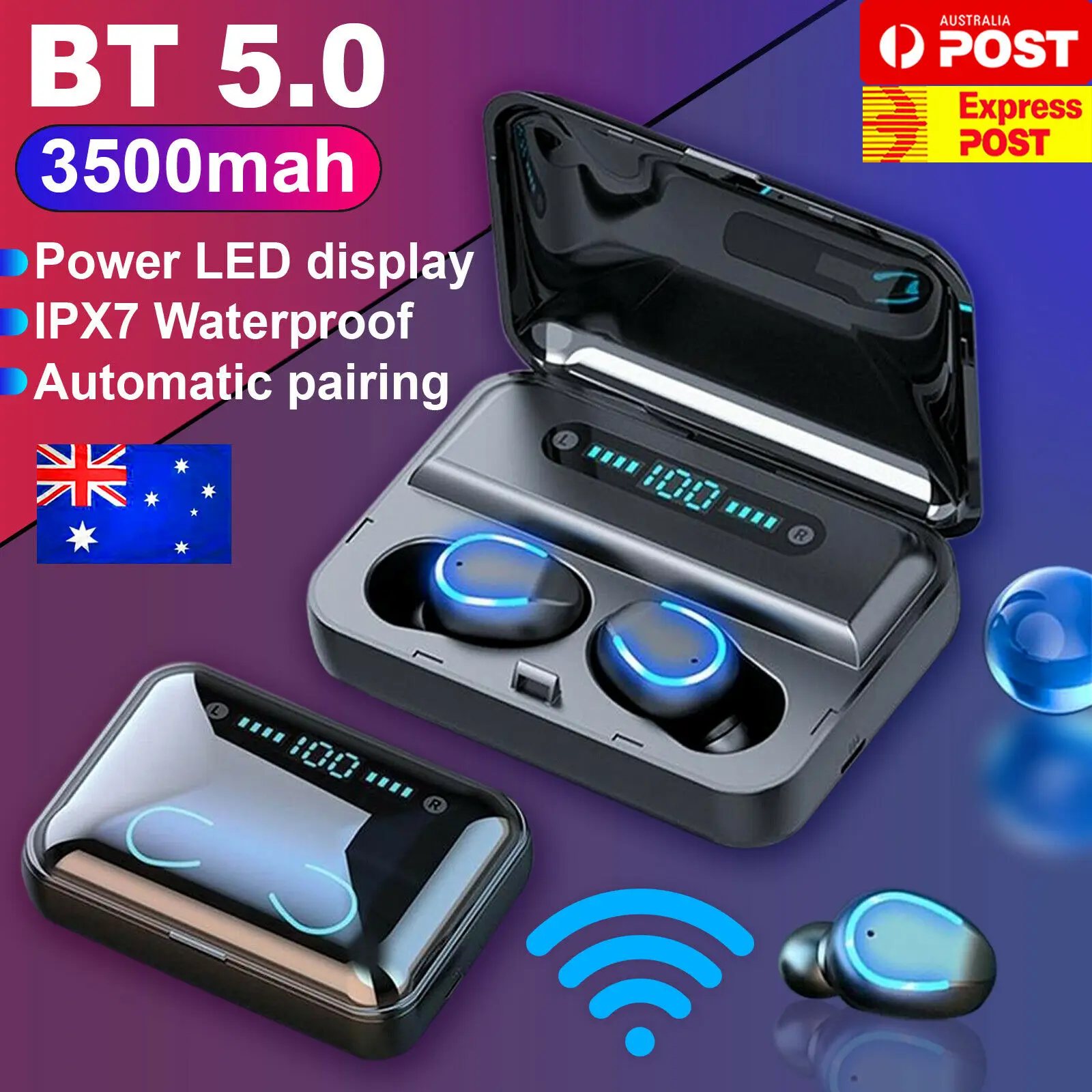 

IPX7 TWS Bluetooth 5.0 Wireless headset Earphones Earbuds 3500mAh Waterproof