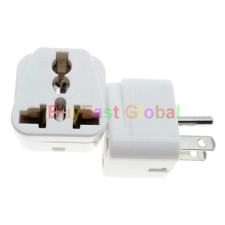 

(Pack 10) Universal to USA, Canada Electrical Plug Adapter AC100~250V 10A White Color