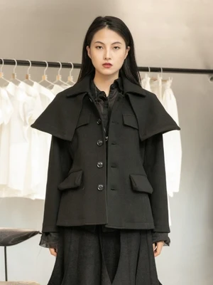 

Dark Department personality shoulder-lift fake two thick women's tweed jacket