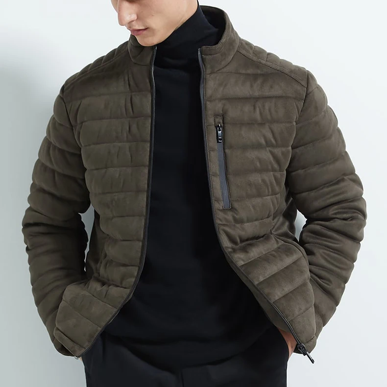 

Winter high quality long sleeve suede puffer jackets for mens