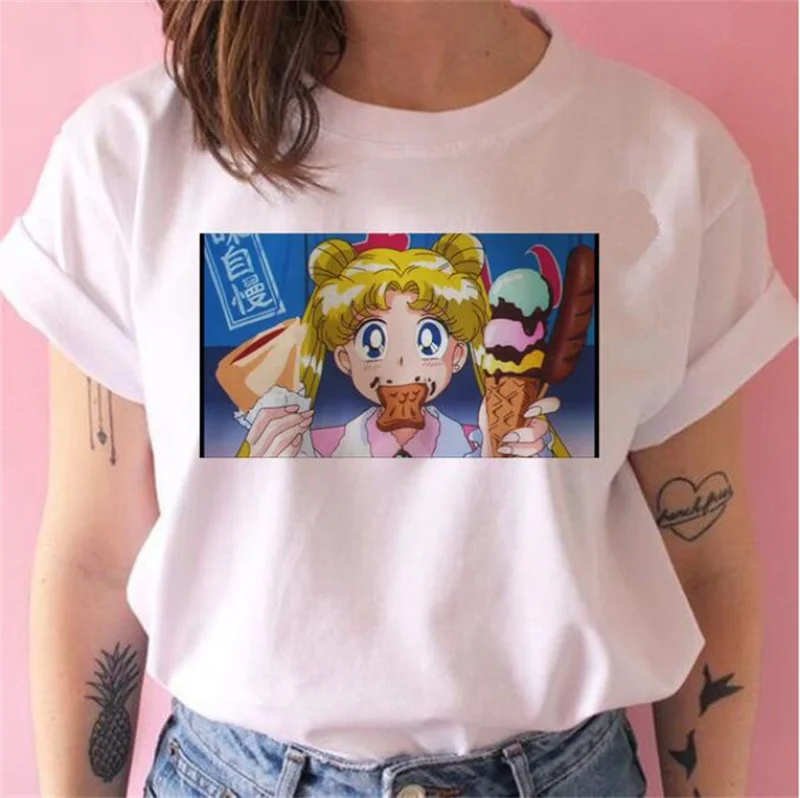 Забавные футболки с изображением Сейлор Мун повседневные женские в стиле