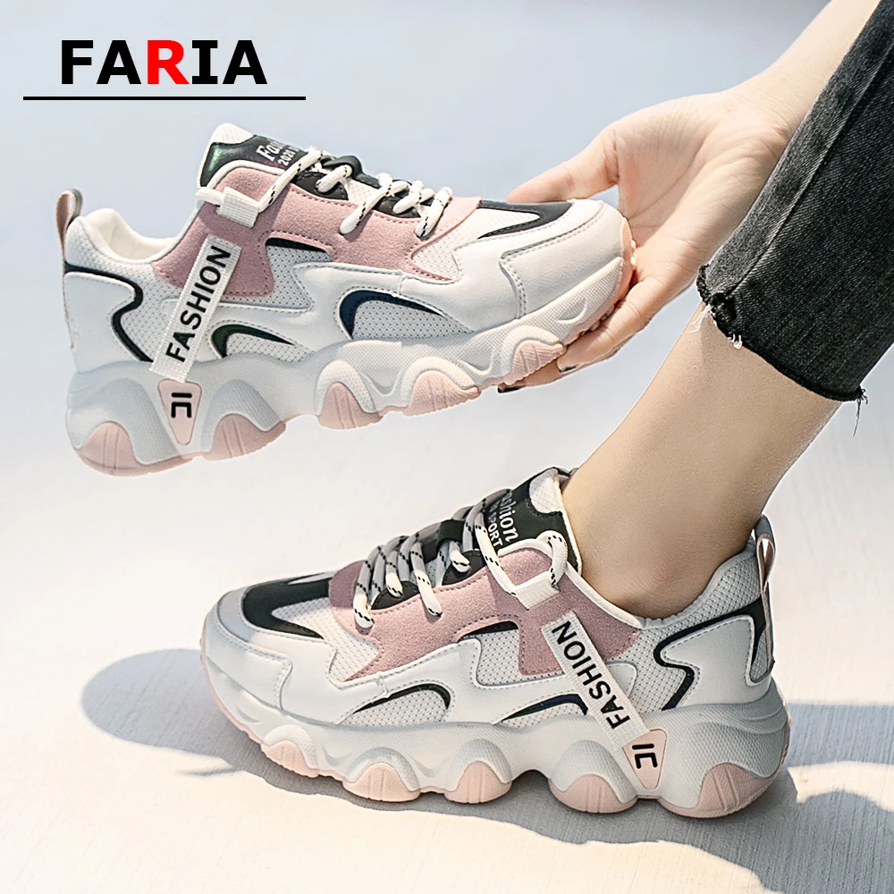 2020 модная светоотражающий Блестящий спортивная обувь женская на платформе и