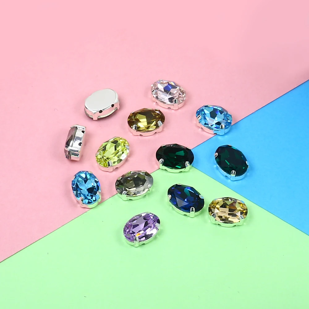 Смешанные цвета овальной формы стекло кристалл flatback Шить на страз стразы с