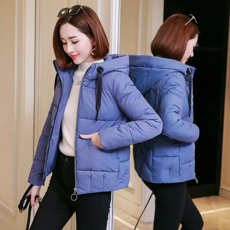 Женские короткие куртки с капюшоном теплый пуховик хлопок 2019 Осень-зима женские