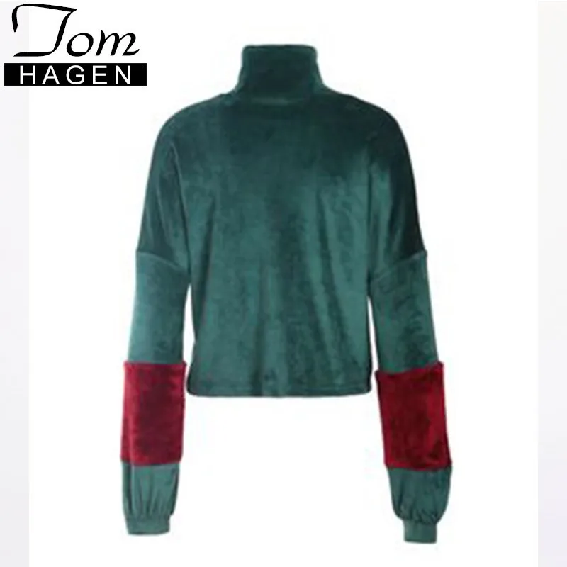 Зимняя мода Водолазка бархатная Блузка Топы Женская Базовая рубашка зеленый