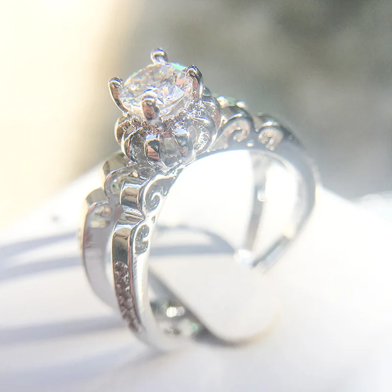 

Zircon Cross art Silver Engagement Ring Bud Crown Ring Wedding Rings for Women Fashion Jewelry Bague Femme Anillos Mujer