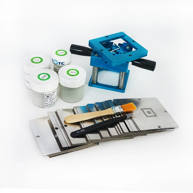 

90MM reballing jig tin solder ball Scraper Vacuum pen ESD tweezers brush Heated BGA stencils 90MM 144PCS Insulating tape
