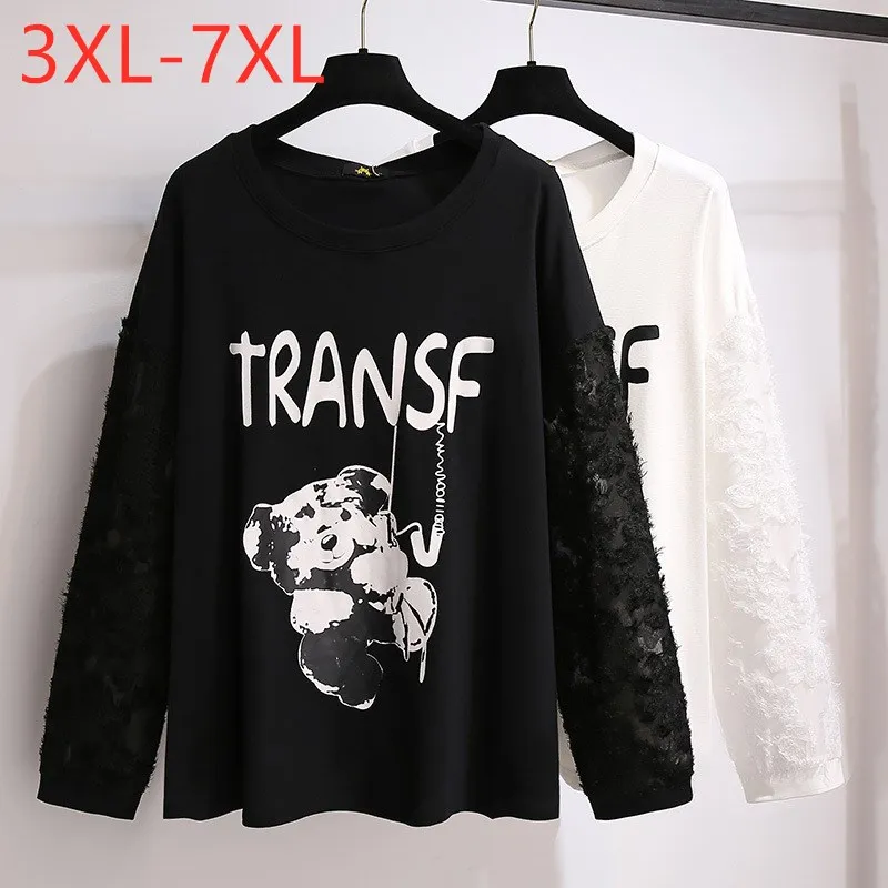 

Женская свободная футболка с длинным рукавом, размеры 3XL, 4XL, 5XL, 6XL, 7XL