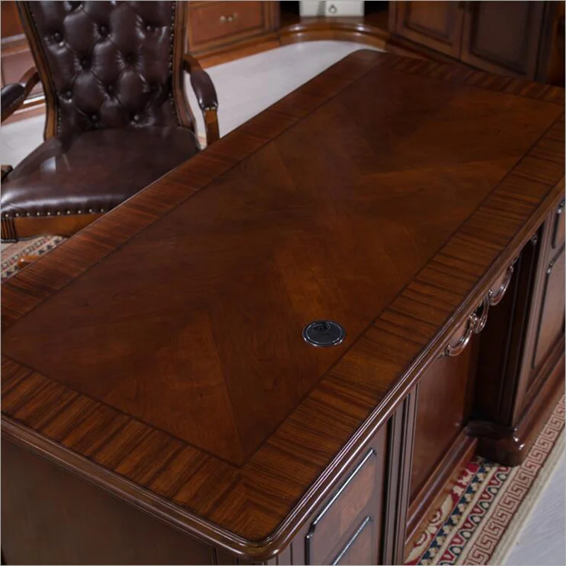 Американская мебель офисный стол темного цвета учебный с ящиком функция