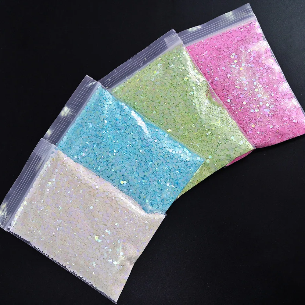 

1Kg/bag Oil-Paint Nail Art Glitter Flakes 4 Color Mix Hexagon Chameleon Chunky Sequins Accessories Manicure Decorations TG#36