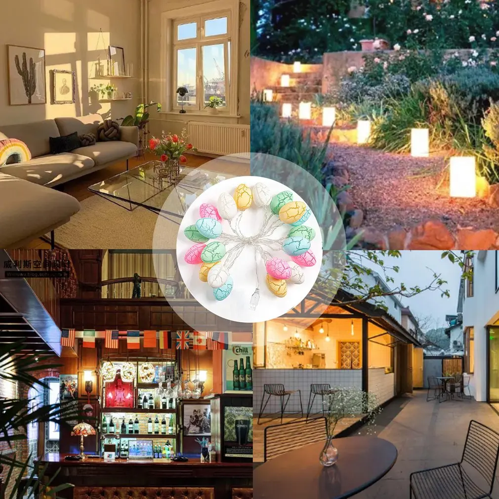 

Easter Egg Shape 10 LED Decorative Hanging Light Ornaments Happy Easter Decorations for Home Holiday Party Glow in the Dark Eggs