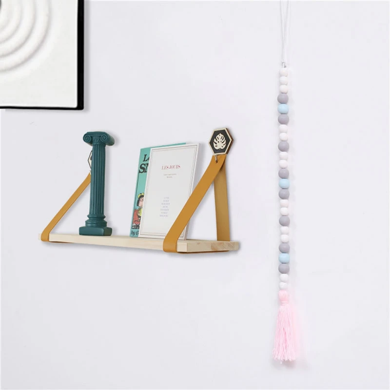 Nordic Style Wooden Wall Decoration Household Hanging Retro Rack Shelf With Leather Belt | Дом и сад