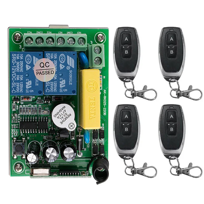 Беспроводной пульт дистанционного управления переменного тока 220 В RF 2 канала 10 А