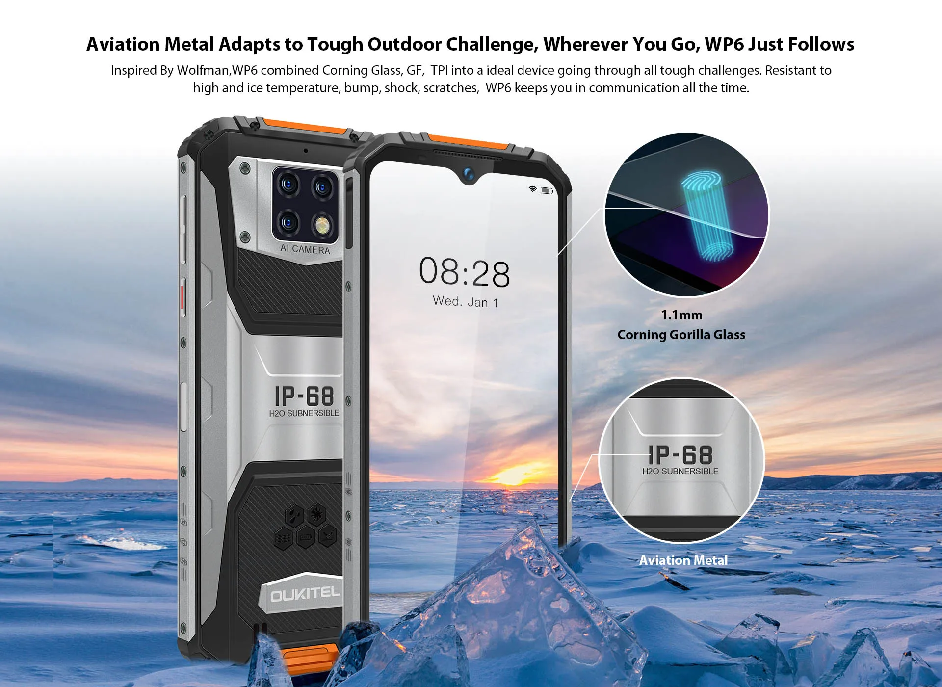 OUKITEL WP6 смартфон 4 Гб 128 ГБ Восьмиядерный 10000 мАч аккумулятор прочный IP68