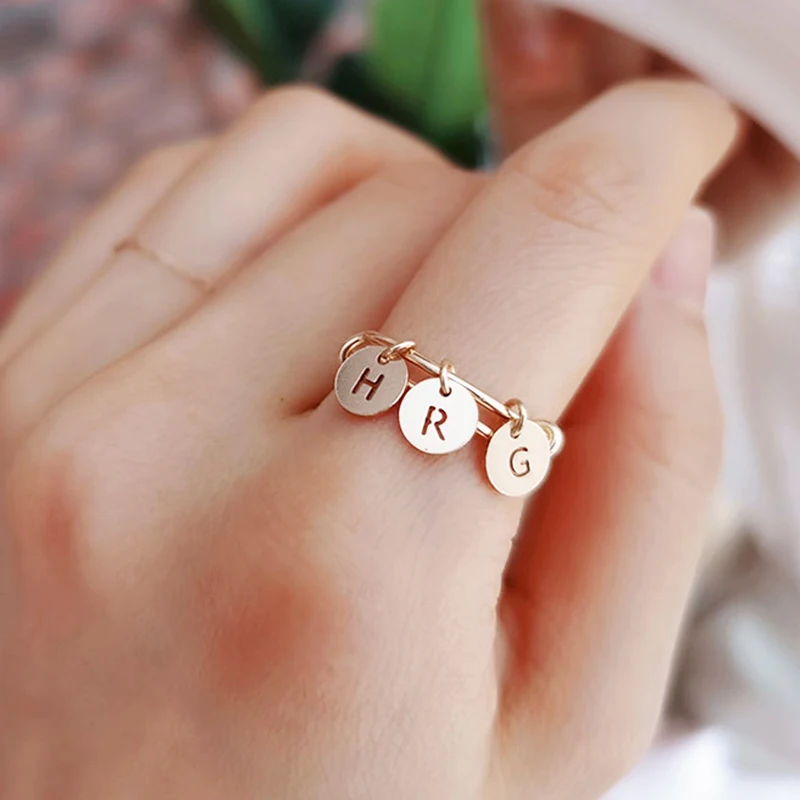 

14K Gold Filled Letters Rings Boho Name Jewelry Anillos Mujer Bague Femme Minimalism Anelli Donna Aneis Rings For Women