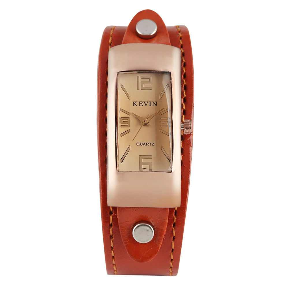 

Women's Leather Strap Wristwatch Special Rectangle Case Quartz Watch Arabic Numerals Dial