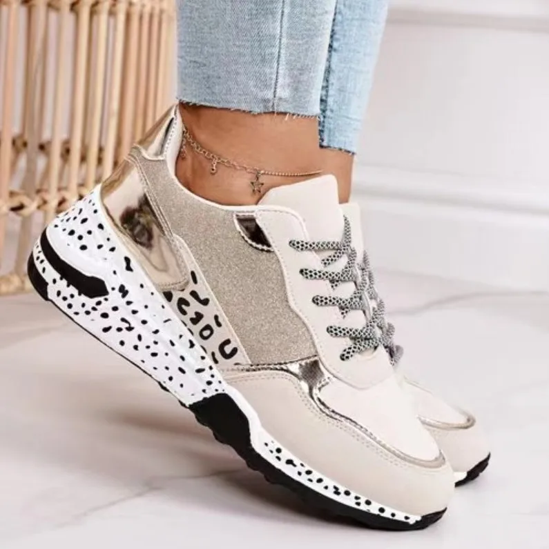 

2021 summer new brogue shoes women's shoes round head color matching stitching sports comfortable women's shoes