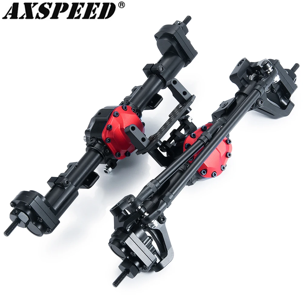 

AXSPEED CNC Metal Complete Front and Rear Axle for 1/10 Axial SCX10 II 90046 90047 RC Crawler Truck Car Portal Axle