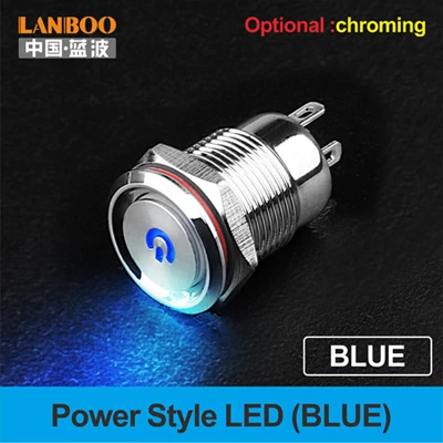 Blue LED Power 12 мм 4 позиционный селектор механический водонепроницаемый микро кнопочный переключатель для кухонной вытяжки - Цвет: Blue LED Power