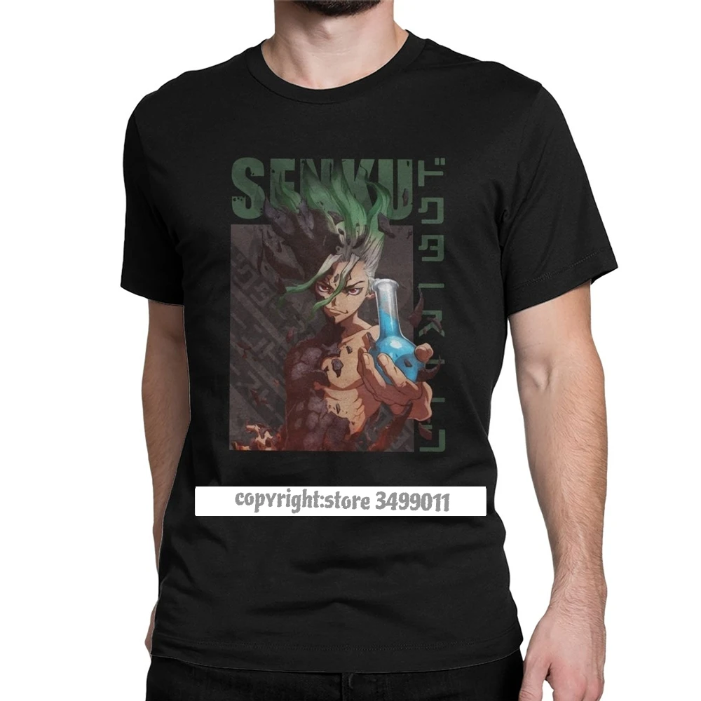 

Dr Stone Senku Anime Tshirts Men Cotton Novelty Tee Shirt Crew Neck Japanese Manga Tees Clothing Plus Size