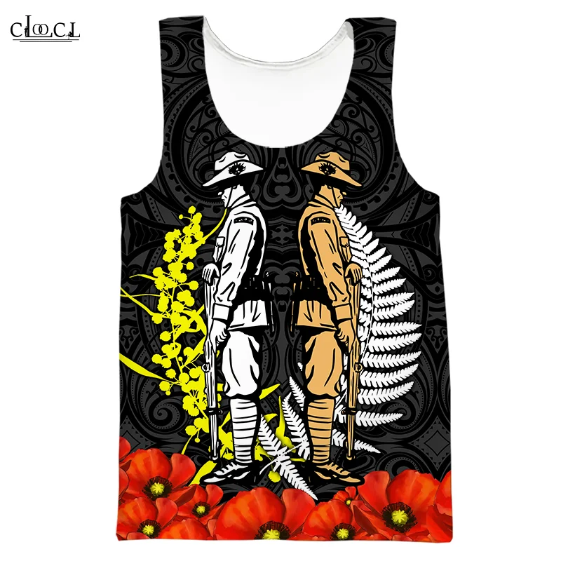 

CLOOCL Fashion Gym Tank Tops Anzac Day 3D Print Sleeveless Tanktop Men Women Streetwear Vest Fitness Drop Shipping