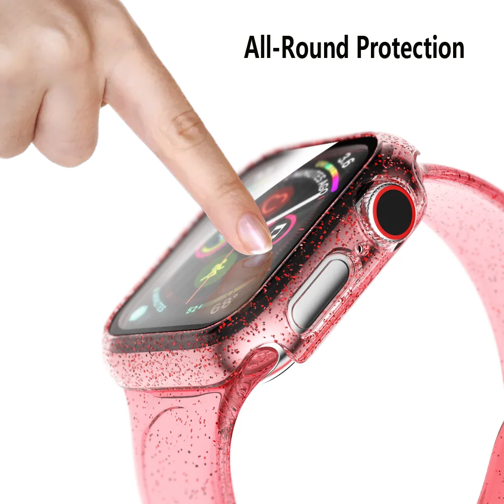 Стекло + крышка для Apple Watch чехол 44 мм 40 42 38 аксессуары Желейный бампер Защита