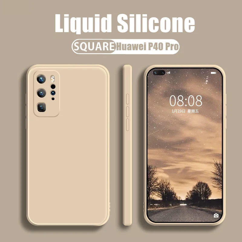 Оригинальный квадратный жидкий силиконовый чехол для Huawei P20 P30 P40 Lite P50 Pro Mate 10 20 Honor