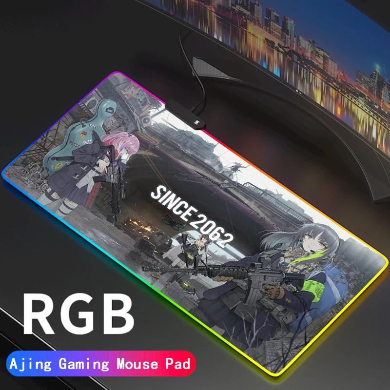 

Anime Girls Frontline Gaming Mouse Pad Computer Mousepad RGB Large MausePad Gamer Mouse Carpet Big PC Desk Play Mat