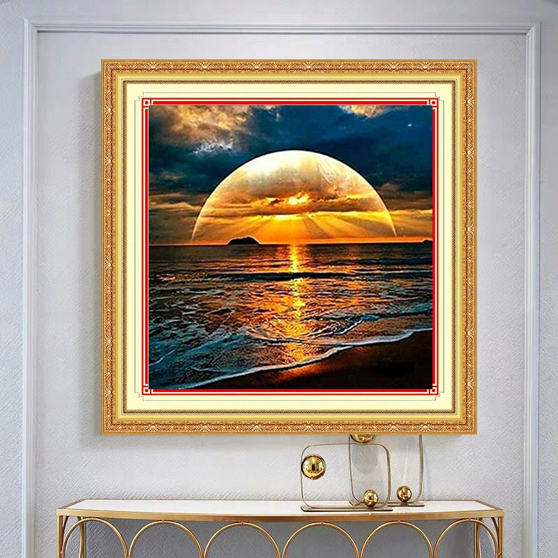 LaoJieYuan Full Square Diamond Painting 5D Moon Art Embroidery landspace Mosaic Handmade New Arrival Home Decoration | Дом и сад