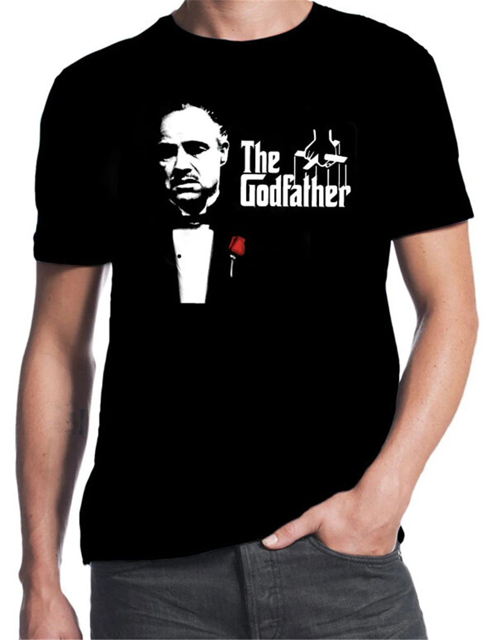 Классическая мужская черная футболка с логотипом из фильма Крестный отец Вито