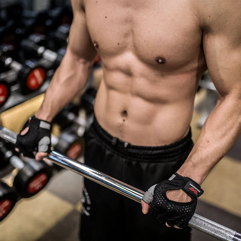 Дышащие перчатки для тренажерного зала с открытыми пальцами бодибилдинга и