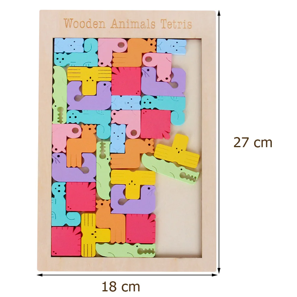 

New Wooden Puzzle Color Animal Tetris Early Childhood Education Educational Three-dimensional Jigsaw Puzzle Toy