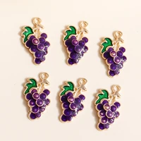 10pcs 917 enamel purple grape charms for earrings pendants necklaces making cute fruit charms handmade diy jewelry accessories