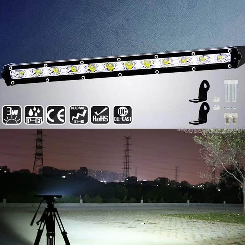 Универсальные однорядные светодиодные рабочие лампы 13 дюймов 36 Вт фары дальнего