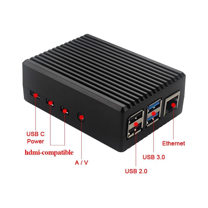 Чехол для Raspberry Pi 4 из алюминиевого сплава с двойным вентилятором/пассивным