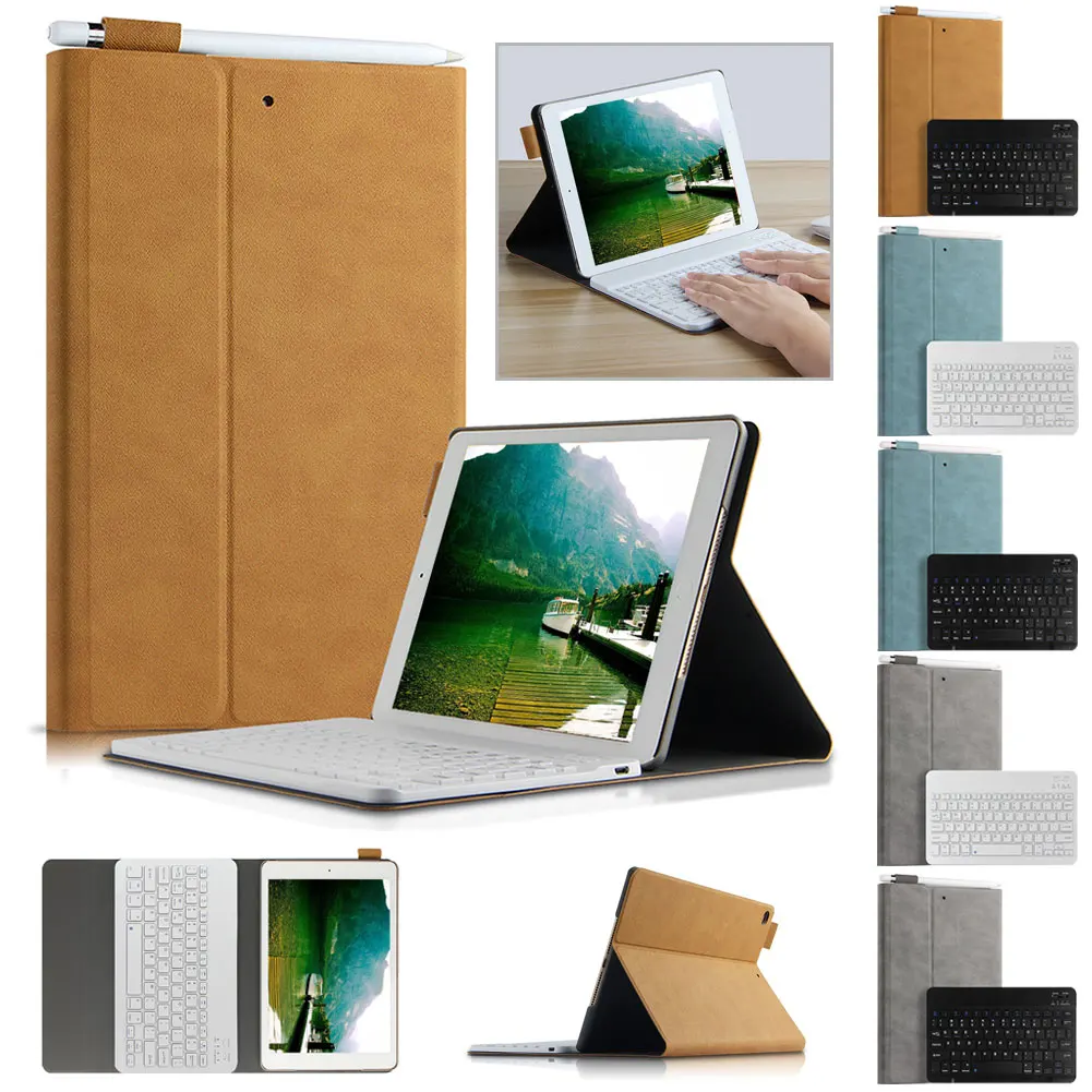 

Чехол с клавиатурой и беспроводной подсветкой для iPad 9,7 дюйма 2017 2018 iPad 5th 6th, чехол-подставка из искусственной кожи для iPad Air 2, чехол для планше...