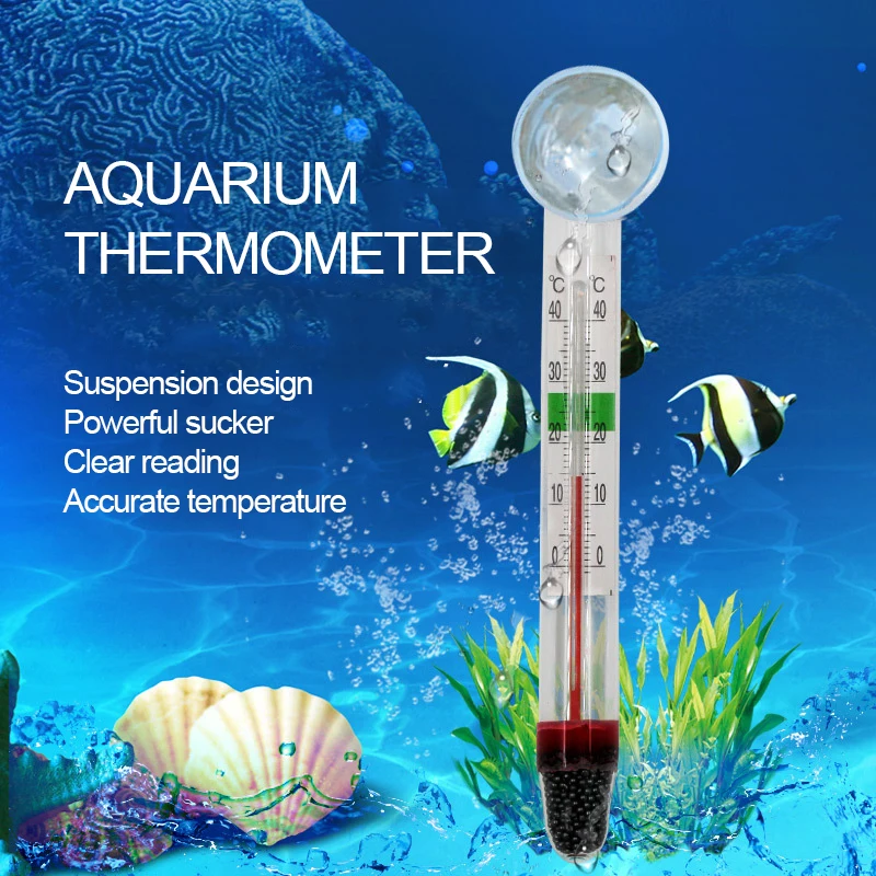 

Aquarium Thermometer Submersible Glass Fish Tank Thermometer Accessories for Water Temperature Measuring Waterproof Suction Cup