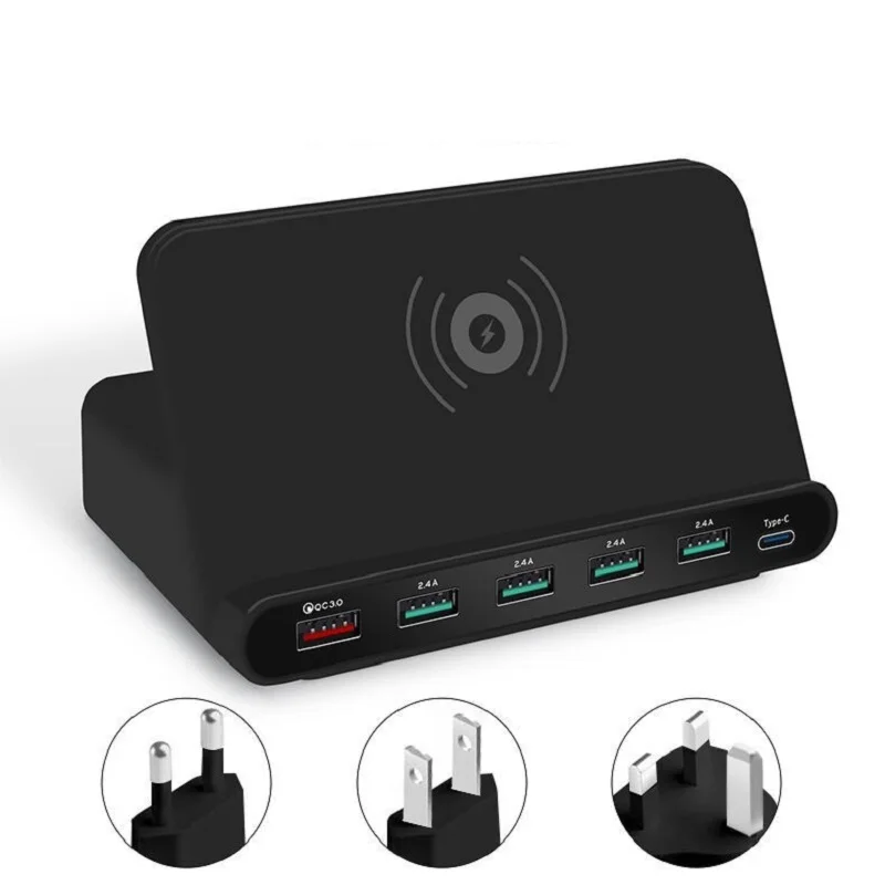 QI Беспроводное быстрое зарядное устройство быстрая зарядная станция QC 3 0 умная