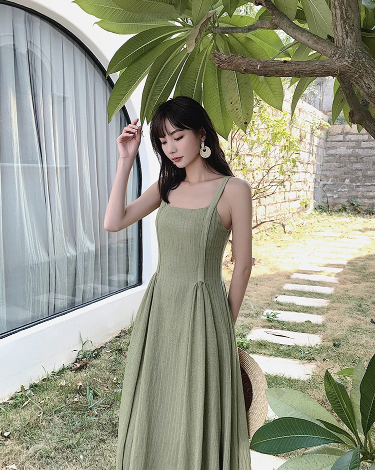 Женское праздничное летнее платье однотонное вечернее без рукавов пляжное миди