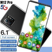 Cheapest Smart Phone M12 Pro 24MP+48MP Camera 8GB+128GB 6.1 Inch Full Screen Smartphone 5000mAh Cell Phone Android Fast Shipping