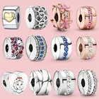 Лидер продаж, зажим из стерлингового серебра 925 пробы, подвеска с кристаллами, Маргаритка, цветок, Шарм-распорка, подходят для оригинального браслета Pandora, Изящные Ювелирные изделия, подарки