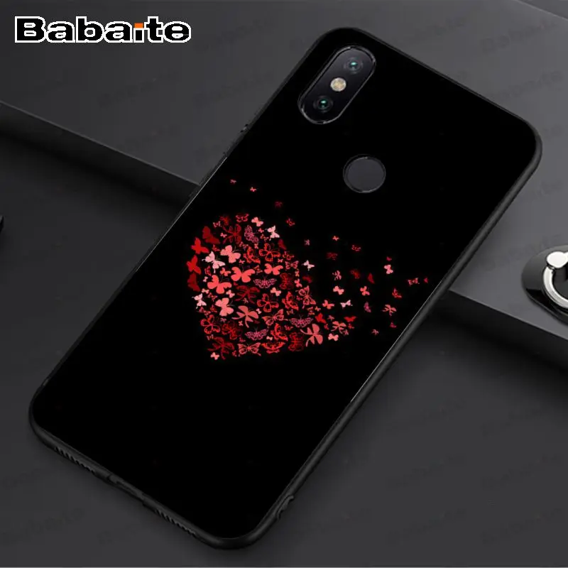 Красочными бабочками и бантиками Розовый любящее сердце черный мягкий кейс для