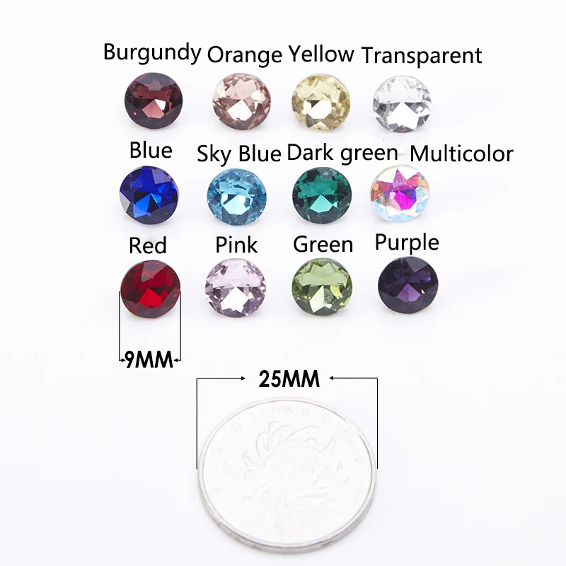 Meetee 20/50 шт. 9 мм Стразы пуговицы стеклянная Алмазная рубашка хвостовик Пряжка DIY