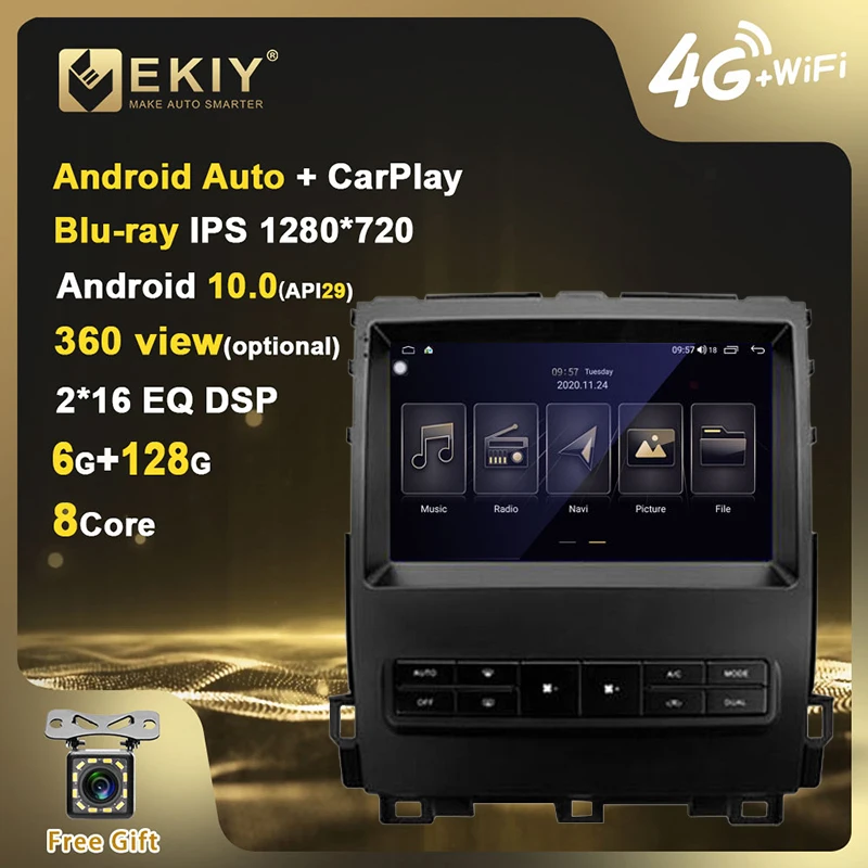 EKIY IPS Android 10 автомобильный мультимедийный плеер 6 + 128G для Toyota Land Cruiser Prado 120 2004 2009